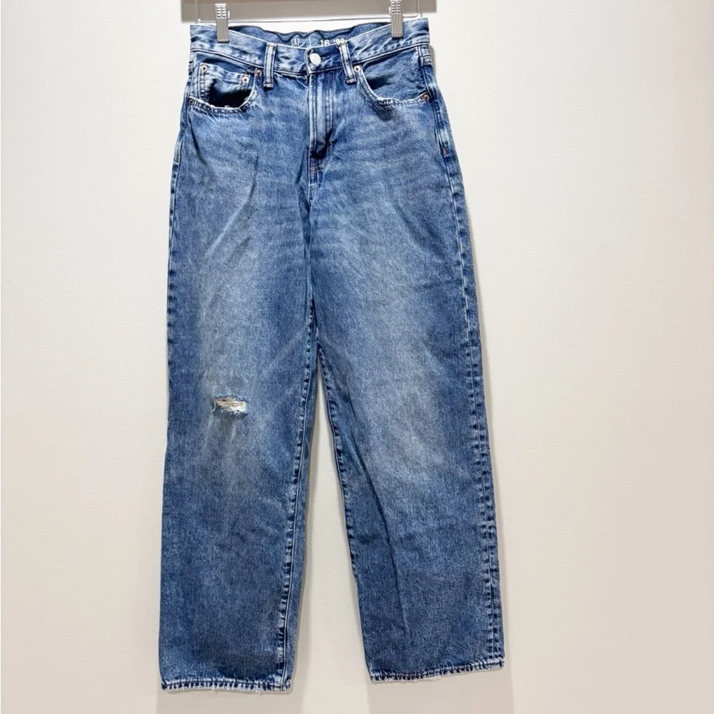 GAP TEEN ‘90s Loose High Waisted Cotton Classic Blue Denim Jeans Size 16